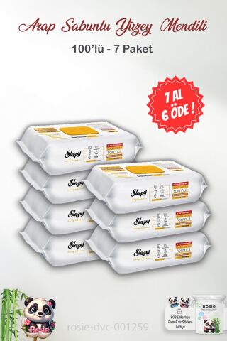Sleepy 7 AL 6 ÖDE Arap Sabunu Katkılı Yüzey Mendili 100' lü ve ROSIE