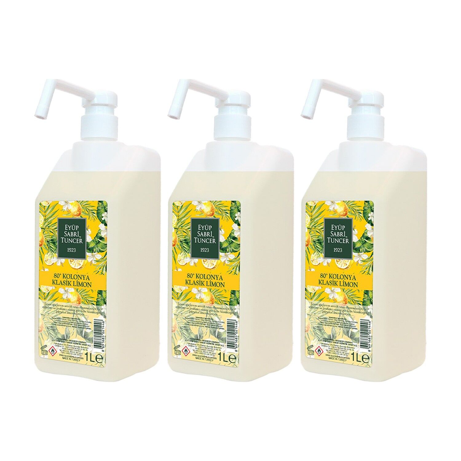 Eyüp Sabri Tuncer Klasik Limon Kolonyası Sprey Başlıklı 1 lt x 3