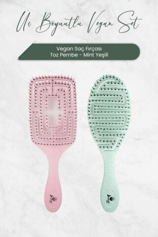 Nascita Üç Boyutlu Vegan Saç Fırçası Toz Pembe ve Mint Yeşili