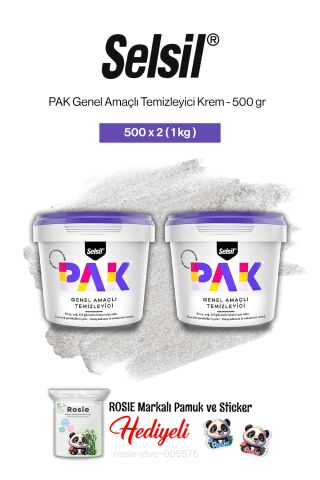 Selsil PAK Genel Amaçlı Temizleyici Krem 500 gr 2 adet ve rosie pamuk