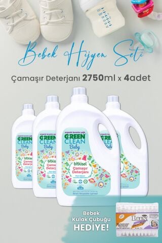 Green Clean Baby Bitkisel Çamaşır Deterjanı Lavanta Yağlı 2750 ml x 4 Adet ve Hediyeli