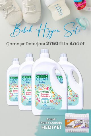 Green Clean Baby Bitkisel Çamaşır Deterjanı Lavanta Yağlı 2750 ml x 4 Adet ve Hediyeli