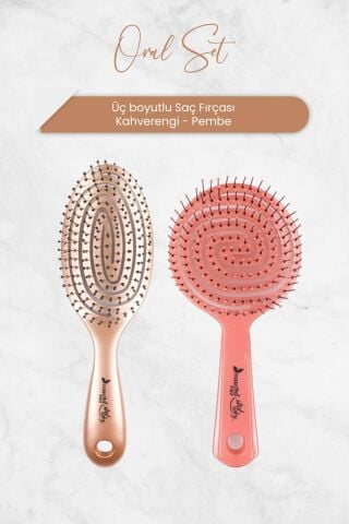Nascita Üç Boyutlu Oval Saç Fırçası Kahverengi ve Pembe