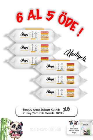 Sleepy 100'lü Arap Sabun Yüzey Havlu 6 Al 5 Öde ve ROSIE
