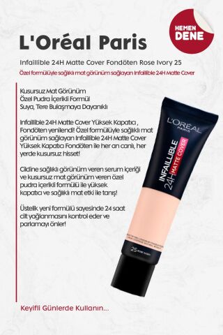 Loreal Paris Infaillible 24H Matte Cover Fondöten Rose Ivory 25