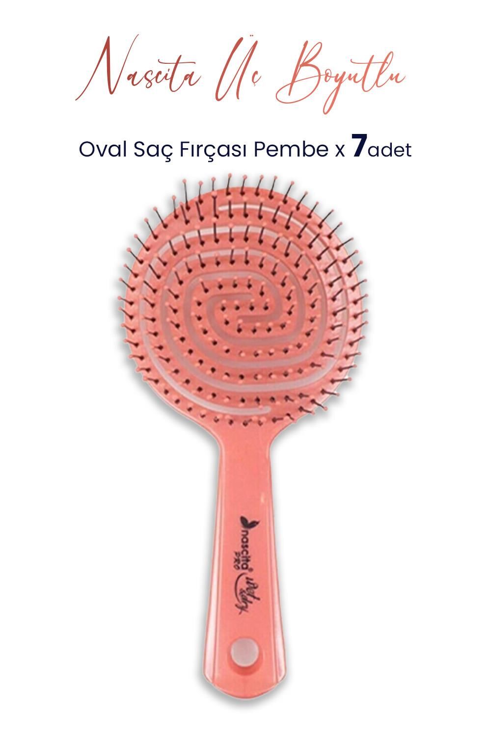 Nascita Üç Boyutlu Oval Saç Fırçası Pembe x 7 Adet