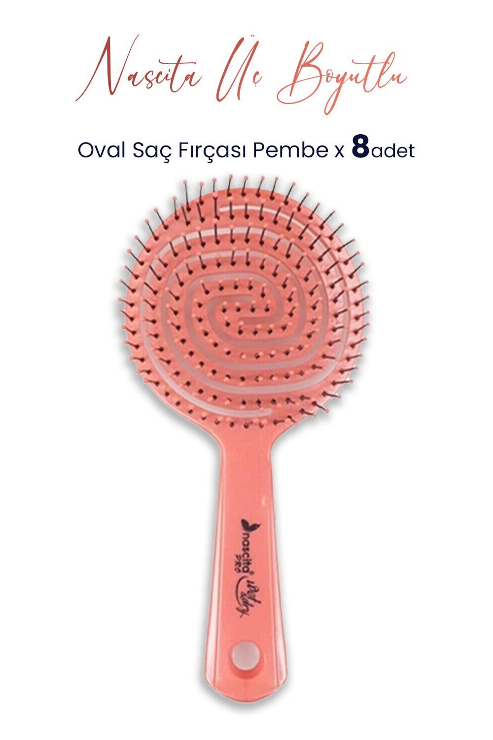 Nascita Üç Boyutlu Oval Saç Fırçası Pembe x 8 Adet