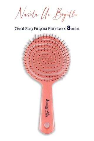 Nascita Üç Boyutlu Oval Saç Fırçası Pembe x 8 Adet