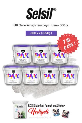 Selsil PAK Genel Amaçlı Temizleyici Krem 500 gr 7 AL 6 ÖDE ve rosie pamuk