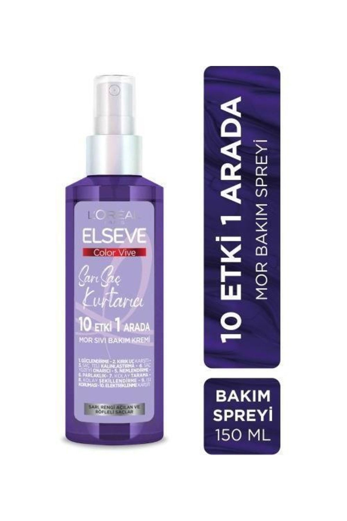 Elseve Loreal Sarı Saç Kurtarıcı 10 Etkili Mor Sıvı Bakım Kremi 150 Ml