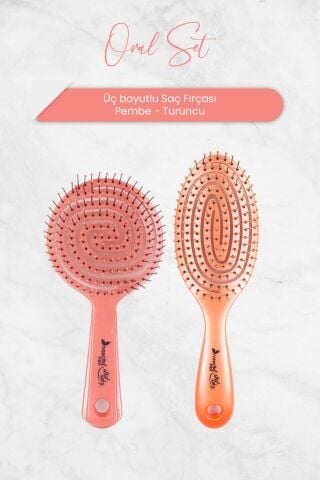 Nascita Üç Boyutlu Oval Saç Fırçası Pembe ve Turuncu
