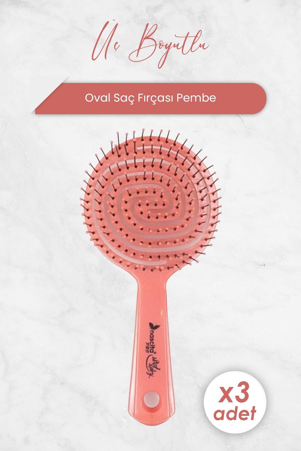 Nascita Üç Boyutlu Oval Saç Fırçası Pembe x 3 Adet