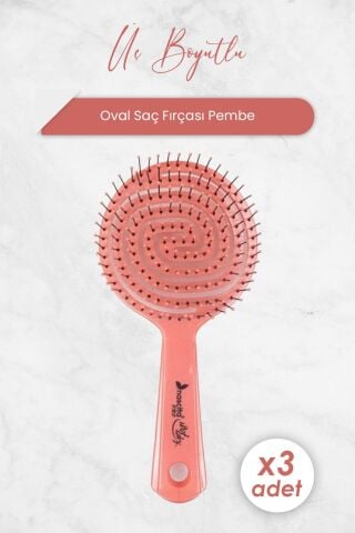 Nascita Üç Boyutlu Oval Saç Fırçası Pembe x 3 Adet