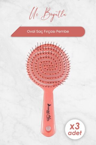 Nascita Üç Boyutlu Oval Saç Fırçası Pembe x 3 Adet