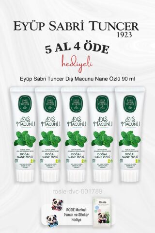 Eyüp Sabri Tuncer Diş Macunu Nane Özlü 90 ml 5 Al 4 Öde ve Rosie Pamuk