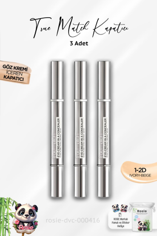 3 Adet Loreal Paris Göz Kremi İçeren Kapatıcı Ivory Beige 1-2D ve ROSIE