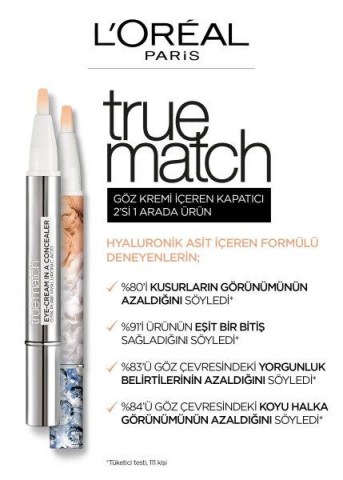 3 Adet Loreal Paris Göz Kremi İçeren Kapatıcı Ivory Beige 1-2D ve ROSIE