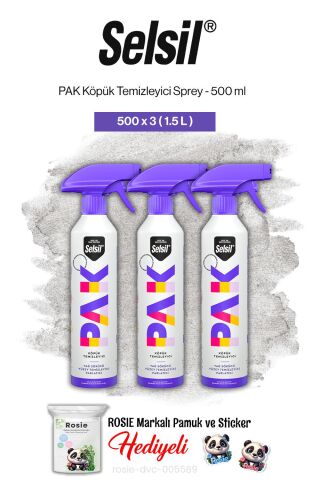 Selsil 3'lü PAK Köpük Temizleyici Sprey 500 ml ve rosie pamuk