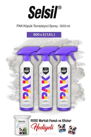 Selsil 3'lü PAK Köpük Temizleyici Sprey 500 ml ve rosie pamuk