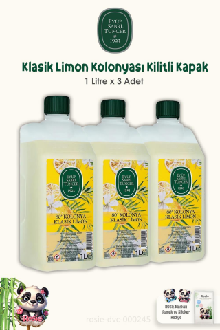 Eyüp Sabri Tuncer 3 Adet Klasik Limon Kolonyası Yedek Şişe 1 Lt ve ROSIE Pamuk