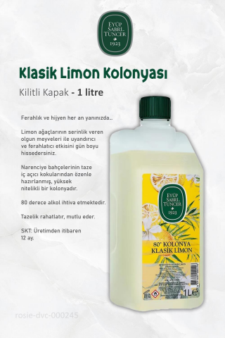 Eyüp Sabri Tuncer 3 Adet Klasik Limon Kolonyası Yedek Şişe 1 Lt ve ROSIE Pamuk