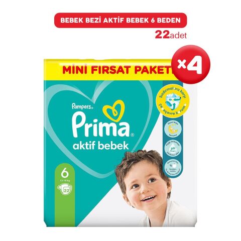 Prima Bebek Bezi Aktif Bebek 6 Beden 22 Adet x 4