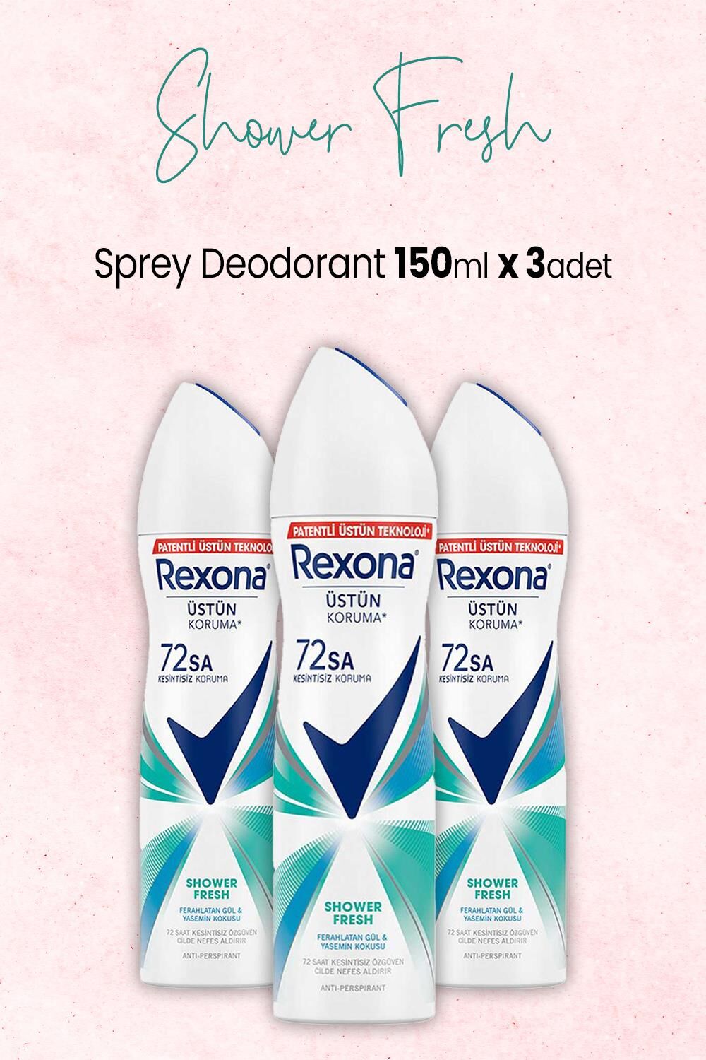 Rexona Kadın Sprey Deodorant Shower Fresh 150 ml x 3 Adet