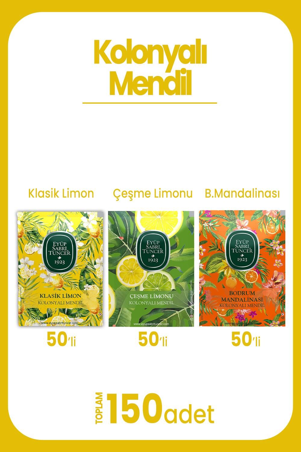 Eyüp Sabri Tuncer Kolonyalı Mendil Seti 150 Adet