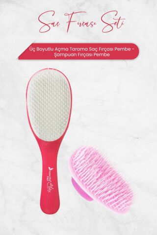 Nascita Üç Boyutlu Açma Tarama Saç Fırçası ve Şampuan Fırçası Pembe
