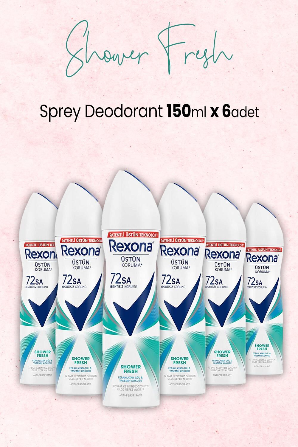 Rexona Kadın Sprey Deodorant Shower Fresh 150 ml x 6 Adet