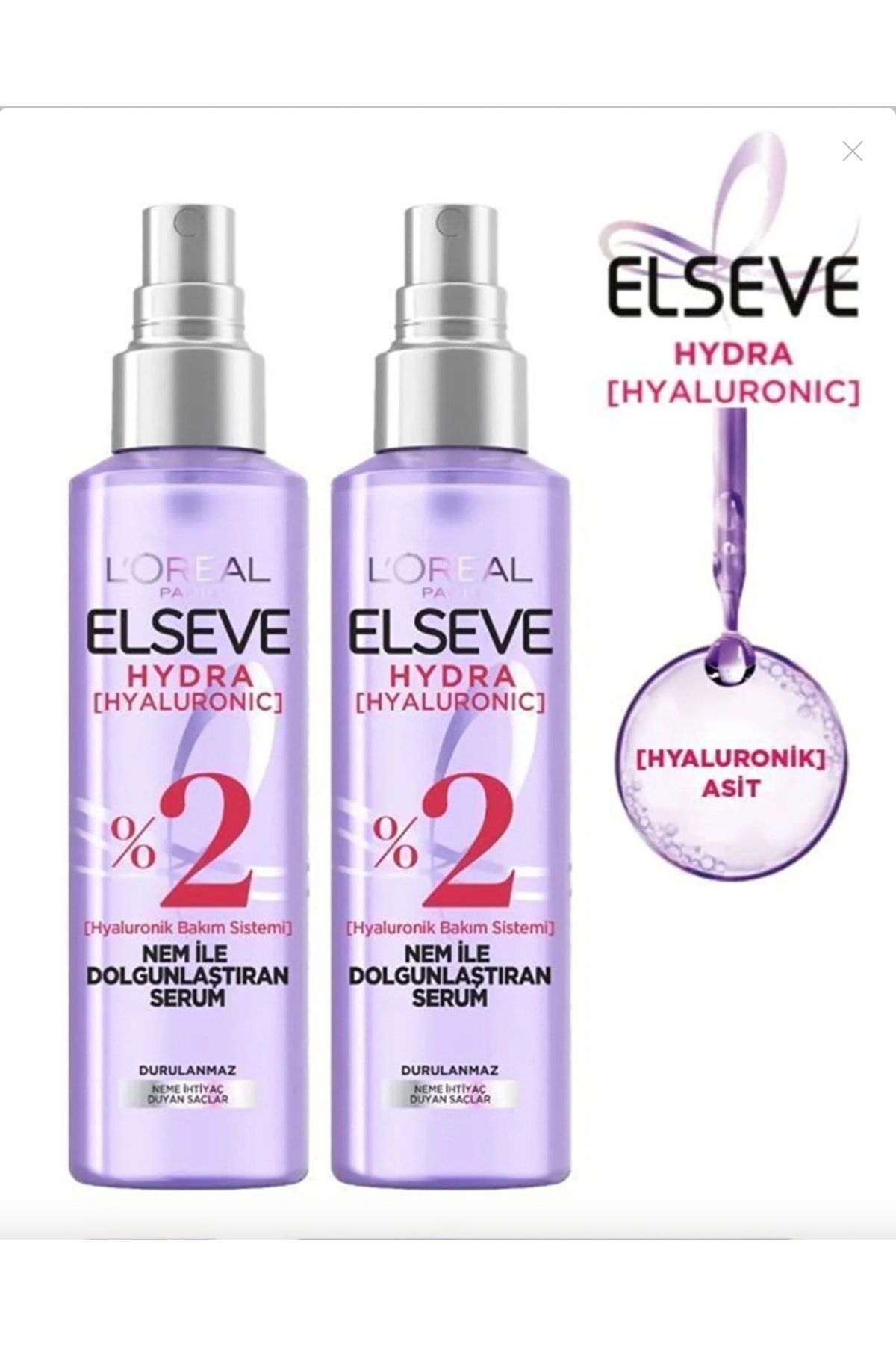 Elseve Hydra Hyaluronic Nem Ile Dolgunlaştıran Saç Bakım Serumu 150 Ml 2 Adet