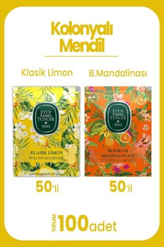 Eyüp Sabri Tuncer Klasik Limon 50'li ve Bodrum Mandalinası 50'li Kolonyalı Mendil