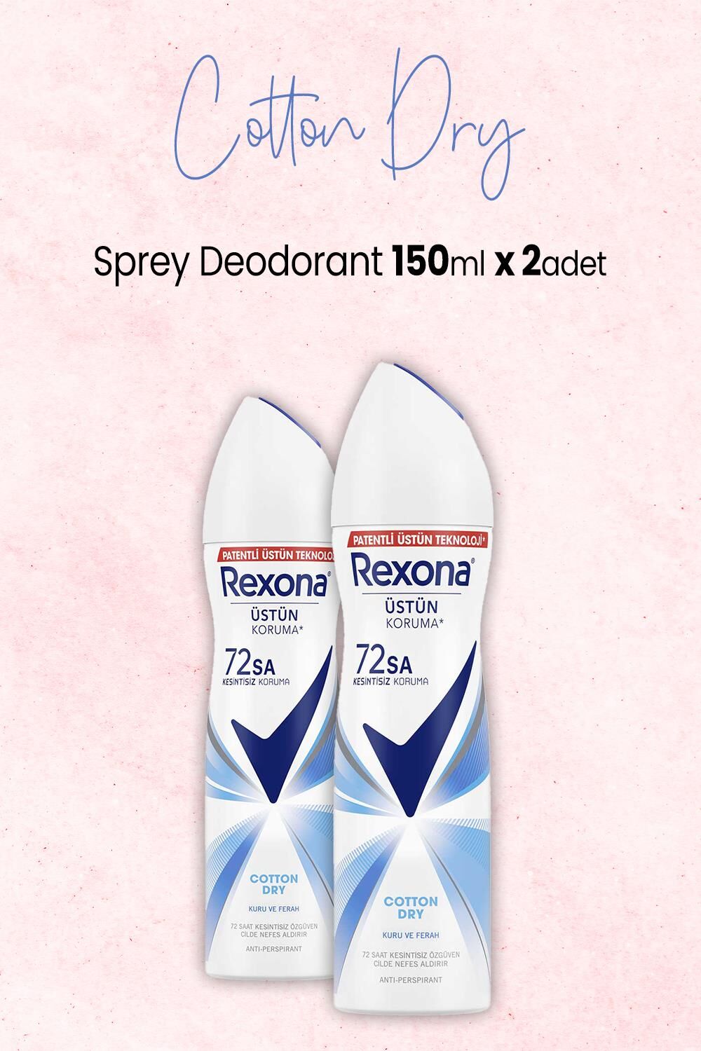 Rexona Kadın Sprey Deodorant Cotton Dry 150 ml x 2 Adet
