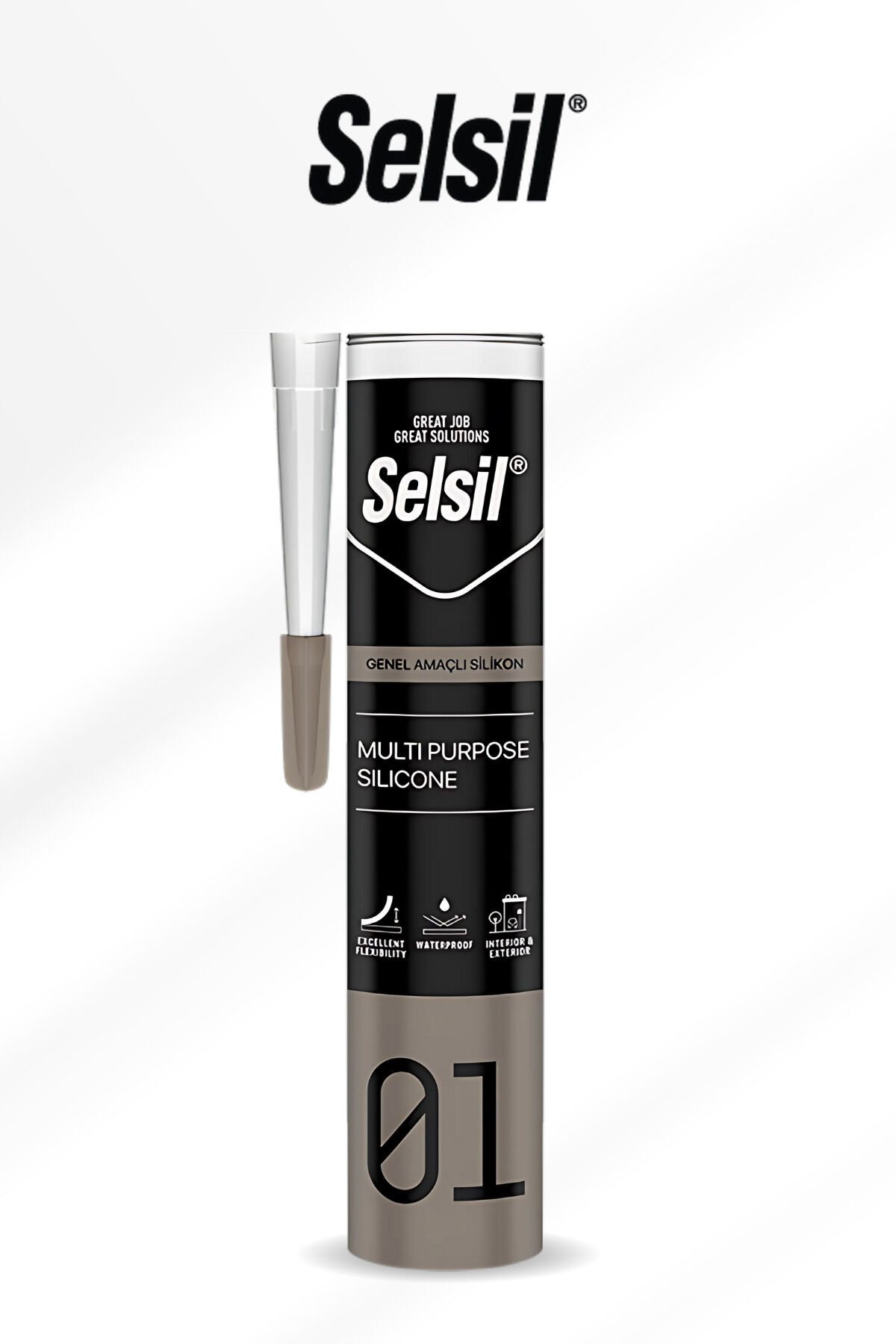 Selsil 280GR Şeffaf Silikon Mastik, Su Geçirmez Yapıştırıcı ve Dolgu, Esnek Sızdırmazlık