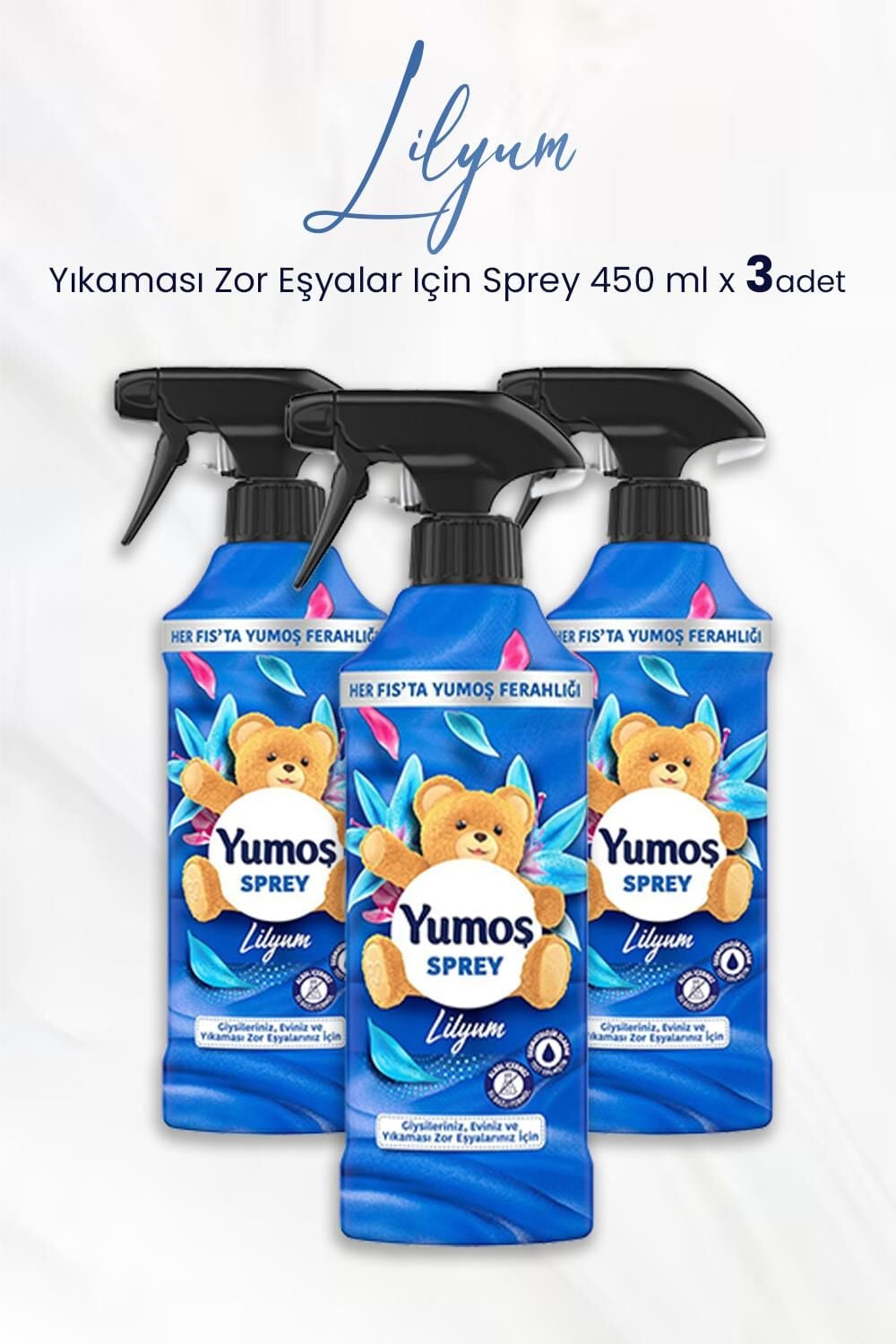 Yumoş Sprey Yıkaması Zor Eşyalar Için Lilyum 450 ml x 3 Adet