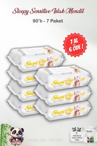 Sleepy 7 AL 6 Öde Sensitive 90'lı Islak Mendil ve ROSIE