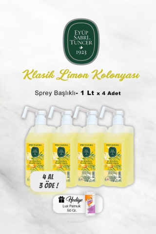 4 AL 3 ÖDE Eyüp Sabri Tuncer Klasik Limon Kolonyası 1 Lt, Pamuk Hediyeli