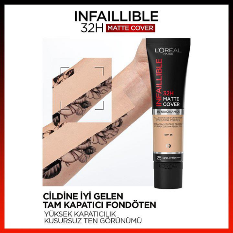 3 Adet Loreal Paris Infaillible Yüksek Kapatıcı Fondöten - 155 Soğuk Alt Ton 30 ml ve ROSIE