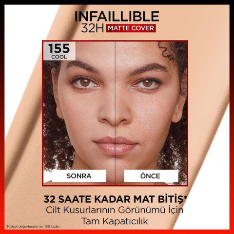 3 Adet Loreal Paris Infaillible Yüksek Kapatıcı Fondöten - 155 Soğuk Alt Ton 30 ml ve ROSIE