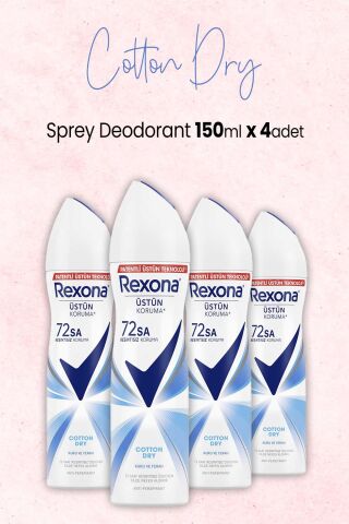Rexona Kadın Sprey Deodorant Cotton Dry 150 ml x 4 Adet