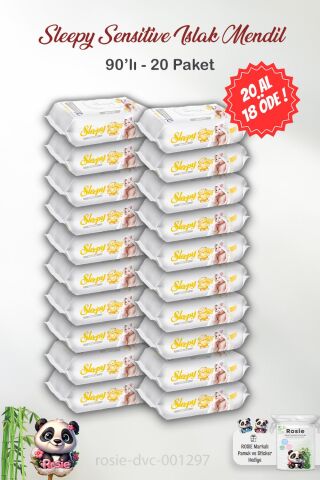Sleepy 20 AL 18 ÖDE Sensitive Islak Mendil 90'lı ve ROSIE