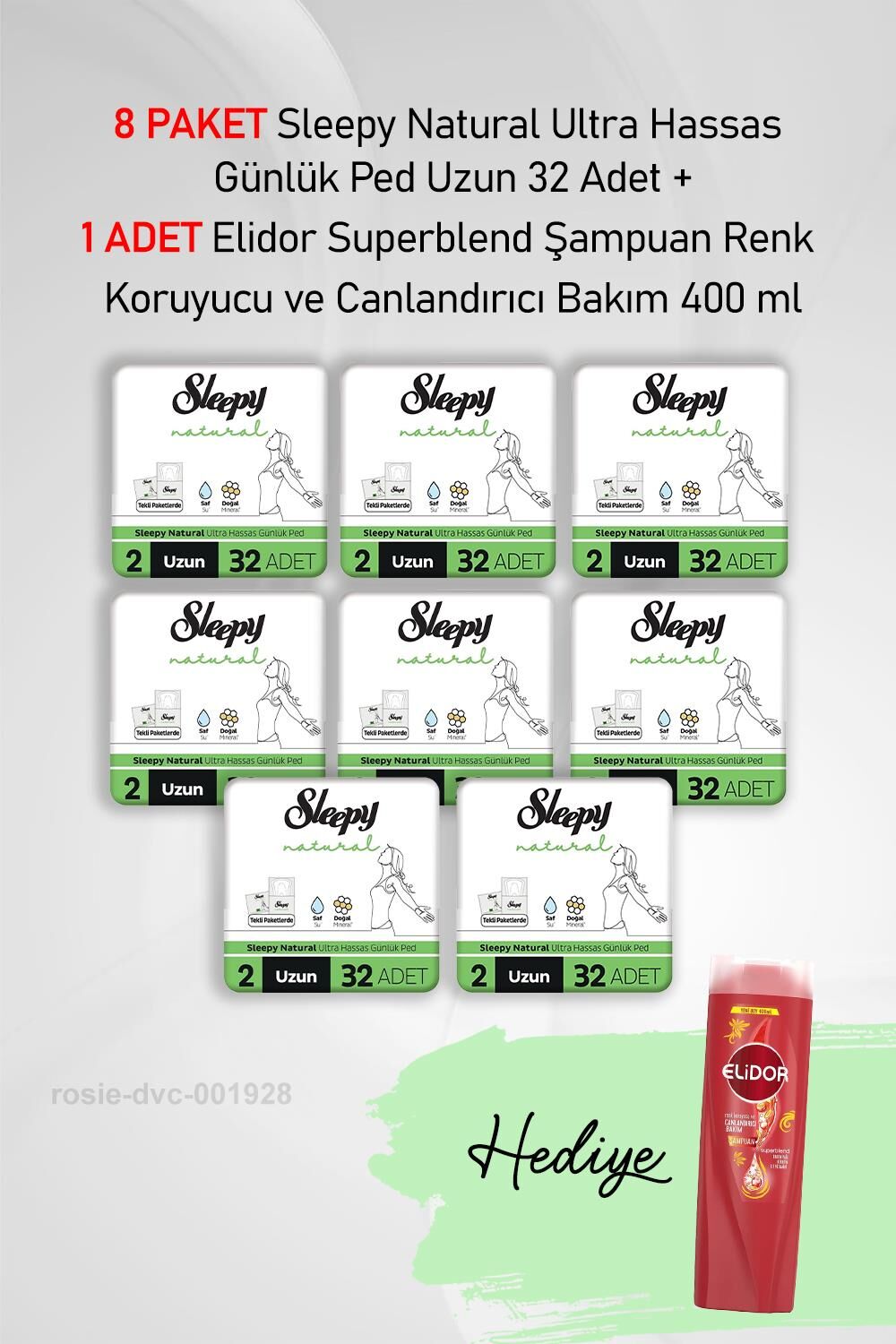 Sleepy Natural Günlük Ped Uzun 32 Adet X 8 ve Elidor Koruyucu ve Canlandırıcı 400 ml