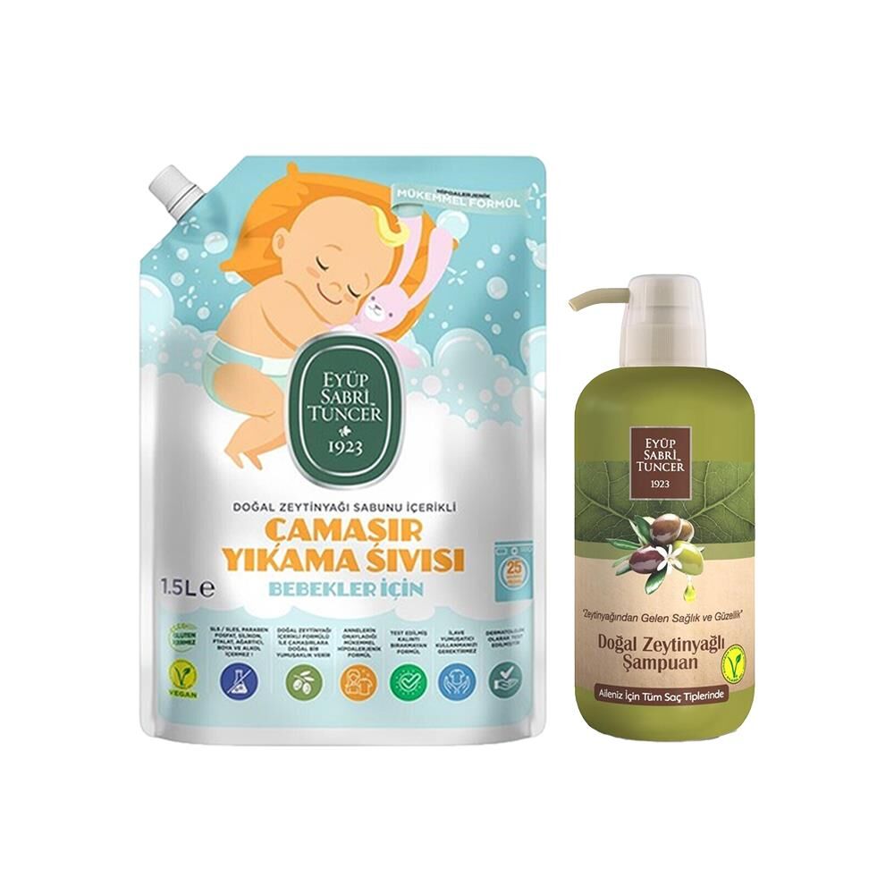 Eyüp Sabri Tuncer Şampuan Zeytinyağlı 600 ml ve Bebek Çamaşır Deterjanı 1500 ml