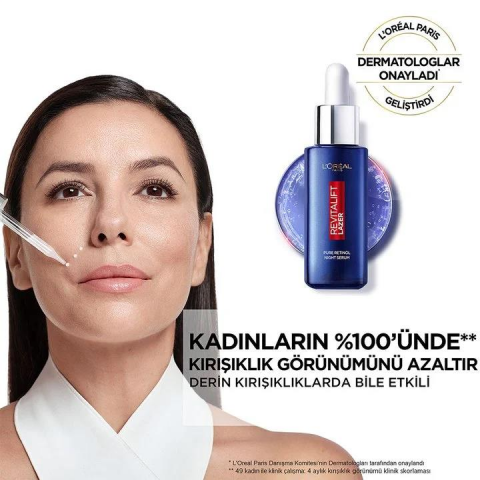 3 Adet Loreal Paris Revitalift Lazer Saf Retinol Gece Serumu 30 ml ve ROSIE