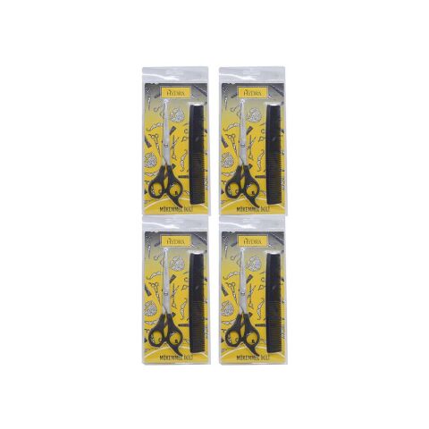 Tarko Hydra Mükemmel Ikili Profesyonel Berber Makası+Tarak Set x 4