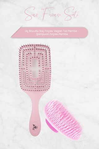 Nascita Üç Boyutlu Saç Fırçası Vegan Toz Pembe ve Şampuan Fırçası Pembe