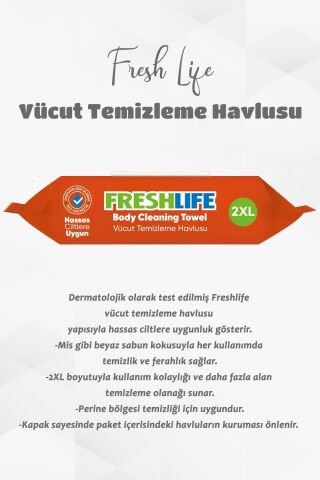 Freshlife 16 Al 14 Öde 2 XL Vücut Temizleme Havlusu 50'li