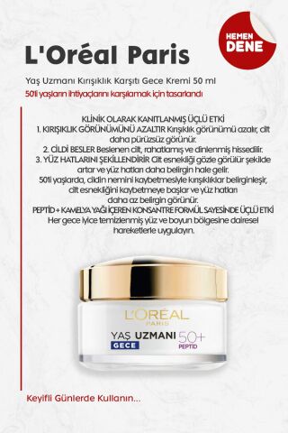 Loreal Paris Yaş Uzmanı Kırışıklık Karşıtı Gece Kremi 50 ml