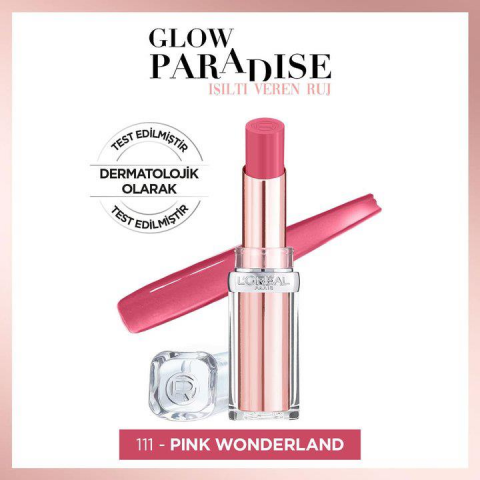 3 Adet Loreal Paris Glow Paradise Lipstick 111 Pink Wonderland ve ROSIE