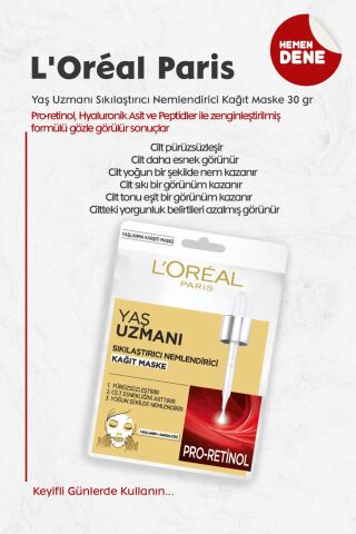 Loreal Paris Yaş Uzmanı Sıkılaştırıcı Nemlendirici Kağıt Maske 30 gr